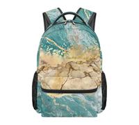 Sac à dos motif marbre vert grande capacité sac d'école pour étudiants sac à dos pour ordinateur bleu sarcelle turquoise tie-dye décontracté idéal pour la rentrée scolaire les voyages et le quotidien