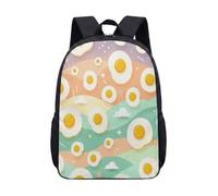 Sac à dos motif œuf au plat et nuages mignon de dessin animé de 43,2 cm pour l'école, les enfants, les adolescents, sac d'ordinateur portable géométrique funky, 02, L, Minimaliste