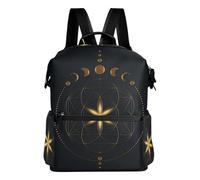 Sac à dos Mystique Fleur de Vie et Phases de Lune Femme Sac à Dos PU Mode Antivol Sac à Dos Fille Sac à Dos Voyage Casual Sac à Bandoulière Léger, #01, taille unique