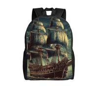 Sac à dos nautique vintage à voile, bateau pirate, mignon, imperméable, léger, décontracté, sac de voyage pour ordinateur portable, pour hommes et femmes