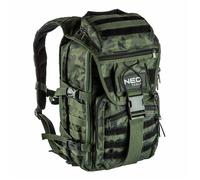 NEO TOOLS CAMO Sac à dos pour artisans professionnels, style camouflage, 100% nylon 600D, bretelles réglables avec rembourrage, 1 anse, 4 poches extérieures, 18 poches intérieures.