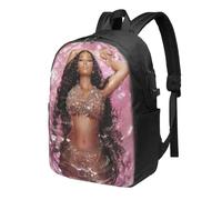 Sac à dos Nicki Minaj pour homme, femme, adolescent, résistant à l'eau, décontracté, compatible avec ordinateur portable avec port de chargement USB, cartable de 43 cm pour voyage, Noir
