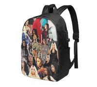 Sac à dos Nicki Minaj pour homme, femme, adolescent, résistant à l'eau, décontracté, compatible avec ordinateur portable avec port de chargement USB, cartable de 43 cm pour voyage, Noir