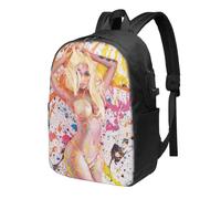 Sac à dos Nicki Minaj pour homme, femme, adolescent, résistant à l'eau, décontracté, compatible avec ordinateur portable avec port de chargement USB, cartable de 43 cm pour voyage, Noir