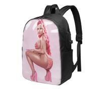 Sac à dos Nicki Minaj pour homme, femme, adolescent, résistant à l'eau, décontracté, compatible avec ordinateur portable avec port de chargement USB, cartable de 43 cm pour voyage, Noir