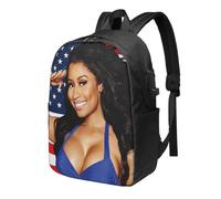 Sac à dos Nicki Minaj pour homme, femme, adolescent, résistant à l'eau, décontracté, compatible avec ordinateur portable avec port de chargement USB, cartable de 43 cm pour voyage, Noir
