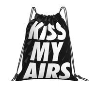Sac à dos noir Kiss My Airs Sneaker Head Hype avec cordon de serrage, pochette de rangement, cartable pour homme, femme et étudiant