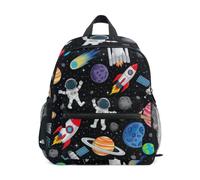 Sac à dos noir mignon pour tout-petits garçons filles enfants, Cute Space Adventure Noir, Small, Sacs à dos cool imprimé football | Sacs à dos légers pour enfants de 3 à 8 ans avec étiquette nominative