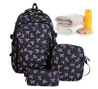 Sac à dos nœud avec lunch box 3 Pièces Cartable Esthétique Et Mignon Avec | Ensemble sac à dos kawaii Pour La Maternelle, Le Primaire, Le Collège, Les Adolescents Et Les Voyages