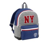 Sac à dos NY FASHION 1 cmpt 30x41x19 cm Matière jersey grise et polyester bleu marine. Gris