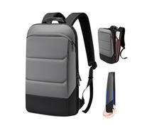Sac à Dos Ordinateur Portable 17" Mince et Évolutif Sac à Dos de Voyage Antivol Imperméable avec USB Sac à Dos d'affaires pour Loisirs/Affaire/Scolaire，Noir Bord gris