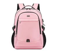 Sac à Dos Ordinateur Portable 17 Pouces Homme Fonctionnel Sac à Dos PC Portable avec USB Charging Port Couverture résistant à l’eau Imperméable Antivol pour Collège Affaire Scolaire Voyage - rose