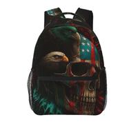 Sac à dos original à motif de crâne et drapeau, idéal pour les voyages, les loisirs, léger, pour ordinateur portable, pour ados, tendance, grande capacité, imperméable, pour le travail, noir, mignon