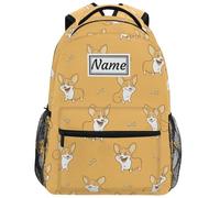 Sac À Dos Os Personnalisés Avec Le Nom D'Un Adorable Chiot Corgi Jaune | Rucksack Unisexe Cartables Pour école