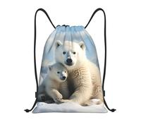 Sac À Dos Ours Mignon Sacs À Cordon Pliable Sac De Sport Résistant Gym Sack pour Vacances Camping Natation 36X42CM