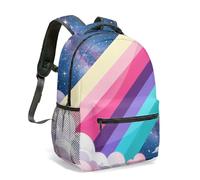 Sac à dos pastel esthétique rose bleu vert abstrait vague étoiles rêveuses 40,6 cm dégradé coloré art moderne sac d'école pour enfants, adolescents et adultes, 09, L, Décontracté