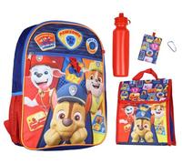 Sac à dos Paw Patrol | Ensemble de 5 pièces pour enfants | Sac à dos Chase Marshall Rubble | Sac à déjeuner, bouteille d'eau, mousqueton, porte-carte d'identité | Sacs à dos pour garçons pour l'école