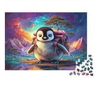 Sac à Dos Penguin dans Fantasy Mountain Waters 1000pcs Puzzles for Teenagers Faune Sauvage Cadeau pour Homme Et Femme Activité De Détente Décoration D’intérieur Jeu Stimulant 52x38cm/1000pcs