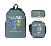 Sac A Dos Personnalisable 17’’ 3 PièCes Avec Sac à DéJeuner Et Trousse - PersonnaliséE Avec Photo Texte Logo Image, Personnalisé Sac A Dos Enfant Voyage Et Pique-Nique