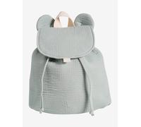 VERTBAUDET Sac à Dos en Gaze de Coton Animation Oreilles Ours vert sauge TU