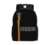 Sac à dos personnalisé aux couleurs rasta, reggae avec étoile, pour femme et homme, idéal pour l'école, l'université ou l'étudiant, compatible avec un ordinateur portable de 15 pouces, motif f Noir