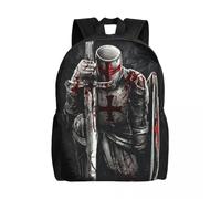 Sac à dos personnalisé avec bouclier et croix de templier, style guerrier médiéval, épée, chevaliers, templiers, pour hommes et femmes, cartable basique, pour l'école et le collège Noir