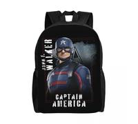 Sac à dos personnalise Captain America Hero pour ordinateur portable, cartable basique pour hommes et femmes, ideal pour les etudiants Noir