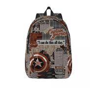 Sac à dos personnalise Captain America pour ordinateur portable avec écran de verrouillage, pour hommes et femmes, cartable pour ecoliers et etudiants Noir