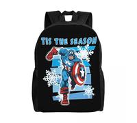 Sac à dos personnalise Captain America pour ordinateur portable, cartable basique pour hommes et femmes, ideal pour les etudiants Noir