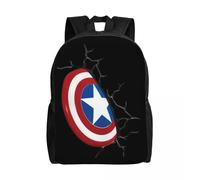 Sac à dos personnalisé Captain America Shield pour femmes, hommes, écoliers, étudiants, cartable, compatible avec les sacs pour ordinateur portable de 15 pouces Noir
