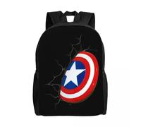 Sac à dos personnalisé Captain America Shield pour hommes, femmes, étudiants, cartable, compatible avec ordinateur portable 15 pouces, sacs de super-héros Noir