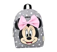 Sac à dos personnalisé Disney Minnie Mouse avec nom fille | Petit sac à dos pour enfants Sac à dos de loisirs avec grand nœud et pois, gris