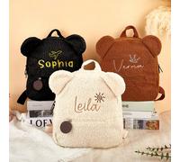 Sac à dos personnalisé en forme d'ours en peluche pour enfants - personnalisable avec un nom et des motifs de broderie mignons, sac à dos pour tout-petits, cadeau pour la maternelle et la garderie Pol