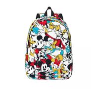 Sac à dos personnalise en toile avec dessin anime Mickey Mouse Donald Duck pour hommes et femmes, cartable pour etudiants, compatible avec les ordinateurs portables de 15 pouces Noir