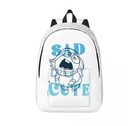 Sac à dos personnalise en toile avec impression 3D, motif triste mais mignon, ideal pour les voyages, l'ecole, l'université, les hommes et les femmes, compatible avec un ordinateur Noir