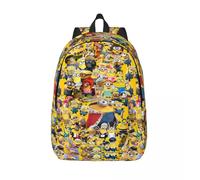 Sac à dos personnalise en toile avec motif anime M-Minions pour femmes et hommes, ideal pour les etudiants, les écoles et les ordinateurs portables de 15 pouces. Noir