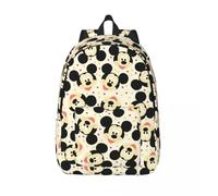 Sac à dos personnalisé en toile avec tête de Mickey Mouse et dessin animé pour femmes et hommes, cartable tendance pour l'université et l'école Noir