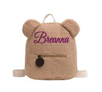 Sac À Dos Personnalisé For Enfants Moelleux, Sac À Dos Personnalisé For Bébé Ours, Tout-petit Brodé, Sac D'ours Nommé, Sac Mignon For Enfants, Cadeaux For Enfants, Sac D'ours Initial Avec Nom(Khaki co