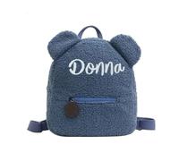 Sac À Dos Personnalisé For Enfants Moelleux, Sac À Dos Personnalisé For Bébé Ours, Tout-petit Brodé, Sac D'ours Nommé, Sac Mignon For Enfants, Cadeaux For Enfants, Sac D'ours Initial Avec Nom(Blue)