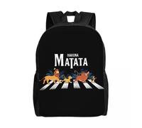 Sac à dos personnalisé Hakuna Matata, motif dessin animé, étanche, pour homme et femme, idéal pour l'école, le collège ou le film animalier humoristique Le Roi Lion Noir