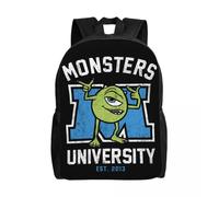 Sac à dos personnalisé imprimé en 3D Monsters University Mike Wazowski pour garçons et filles, sac de voyage pour l'école, sac à dos pour ordinateur portable de 15 pouces Noir