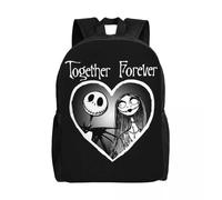Sac à dos personnalisé Jack Together Forever Halloween pour hommes et femmes, cartable pour étudiants, sacs The Nightmare Before Christmas Noir
