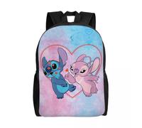 Sac à dos personnalisé Lilo Angel Heart Kisses pour hommes, femmes, écoliers, étudiants, cartable, convient aux sacs pour ordinateur portable de 15 pouces Noir