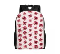 Sac à dos personnalisé Lotso Huggin Bear Head Pattern pour femmes, hommes, étudiants, cartable, convient aux sacs pour ordinateur portable de 15 pouces Noir