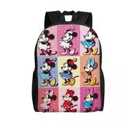 Sac à dos personnalisé Mickey Mouse Minnie pour femmes et hommes, cartable décontracté pour l'école et l'université Noir