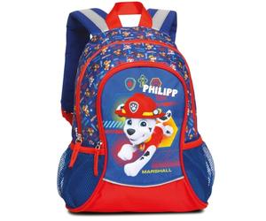 Sac à dos personnalisé Paw Patrol - Sac à dos pour enfants garçons et filles avec nom - Sac à dos de loisirs avec poches latérales en filet - Poche avant, Marshall - Bleu/rouge, 35 x 27 x 15 cm