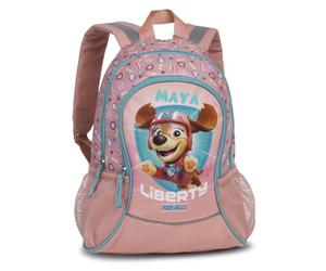 Sac à dos personnalisé Paw Patrol - Sac à dos pour enfants garçons et filles avec nom - Sac à dos de loisirs maternelle Kita avec poches latérales en filet poche avant, Liberty Rose/Turquoise, 35 x 27