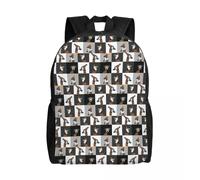 Sac à dos personnalisé pour chien lévrier whippet, résistant à l'eau, pour l'école, le collège, le lévrier, imprimé Noir