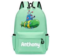 Sac à Dos Personnalisé Pour Enfants, Sac Enfant Hydrofuge Avec Nom Et Motif, Sac Dos Pour Maternelleet & Primaire, Petit Sac à Dos Bebe Ergonomique Pour Filles Et Garçons 36cm×26cm (Vert)
