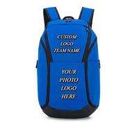Sac À Dos Personnalisé pour Equipe De Football Impression Personnalisée Logo Sac De Basket-Ball Grande Capacité Paquet D'Entraînement DIY Sport Sac De Soccer Blue,20x32x55cm